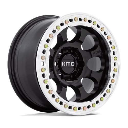 17x8 5 kmc km237 riot satin black w machined ring beadlock wheel 6x5.5 bolt pattern 0mm offset