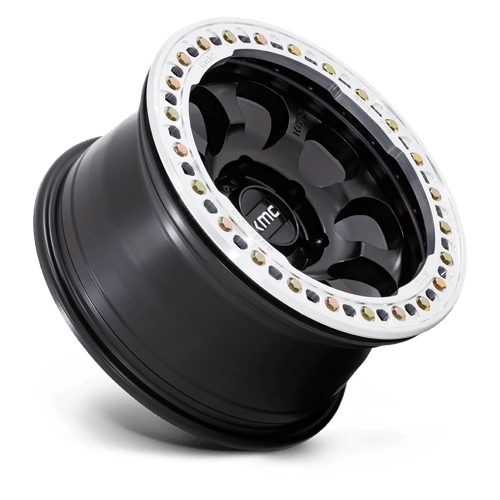 17x8 5 kmc km237 riot satin black w machined ring beadlock wheel 6x5.5 bolt pattern 0mm offset