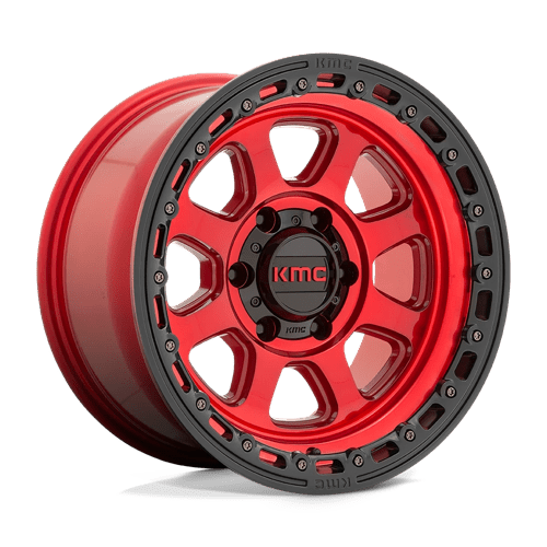 20x9 kmc km548 chase candy red w black lip wheel 6x5.5 bolt pattern 18mm offset