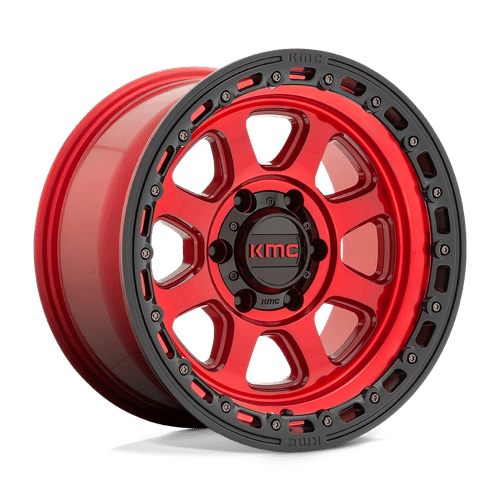 17x9 kmc km548 chase candy red w black lip wheel 6x5.5 bolt pattern 12mm offset