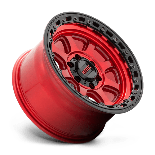 17x9 kmc km548 chase candy red w black lip wheel 6x5.5 bolt pattern 12mm offset
