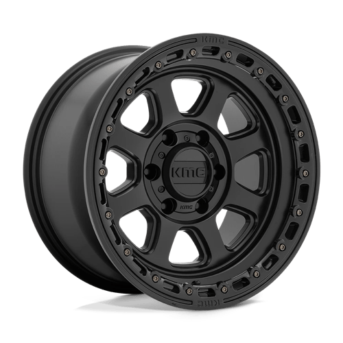 20x9 kmc km548 chase satin black w gloss black lip wheel 6x5.5 bolt pattern 18mm offset