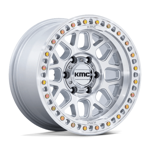 18x9 kmc km549 grs gloss silver w machined face wheel 6x5.5 bolt pattern 18mm offset
