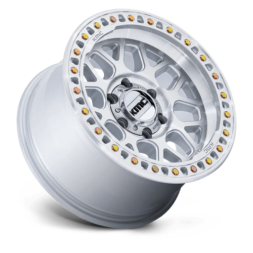 18x8 5 kmc km549 grs gloss silver w machined face wheel 6x5.5 bolt pattern 0mm offset
