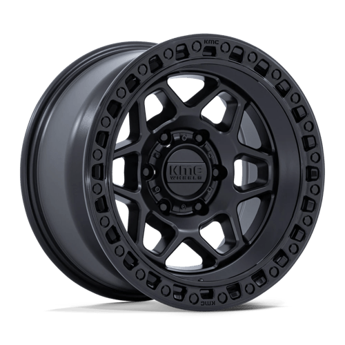 17x8 5 kmc km553 torx matte black w gloss black lip wheel 6x5.5 bolt pattern 25mm offset