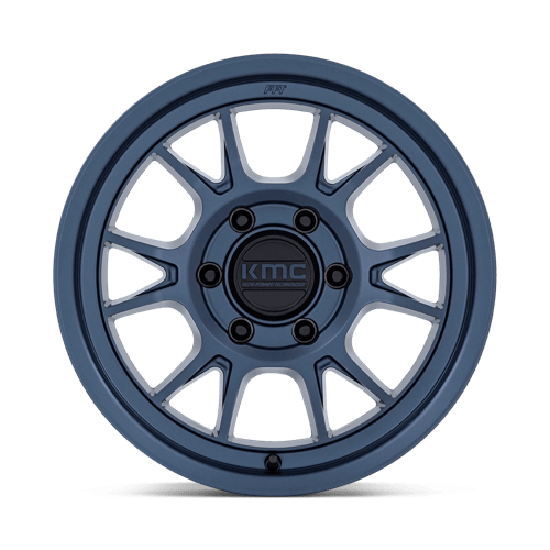 17x8 5 kmc km729 range metallic blue wheel 6x5.5 bolt pattern 0mm offset