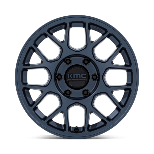 17x8 5 kmc km730 hatchet metallic blue wheel 6x5.5 bolt pattern 25mm offset