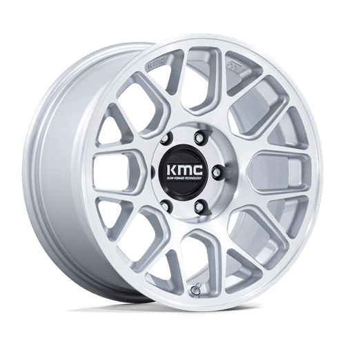 17x8 5 kmc km730 hatchet gloss silver w machined face wheel 6x5.5 bolt pattern 10mm offset