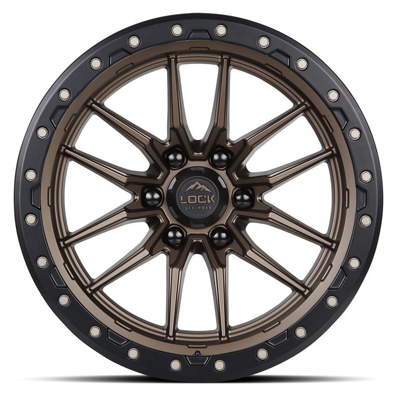 18x9 lock off-road krawler matte bronze w matte black ring wheel 6x5.5 bolt pattern 1mm offset