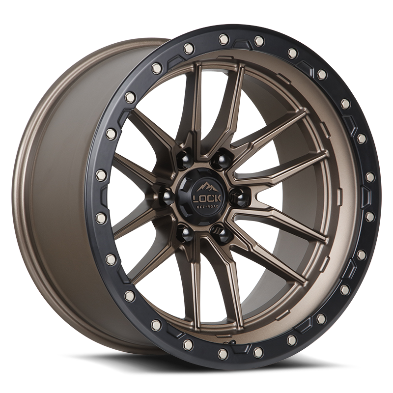 17x9 lock off-road krawler matte bronze w matte black ring wheel 6x5.5 bolt pattern 1mm offset