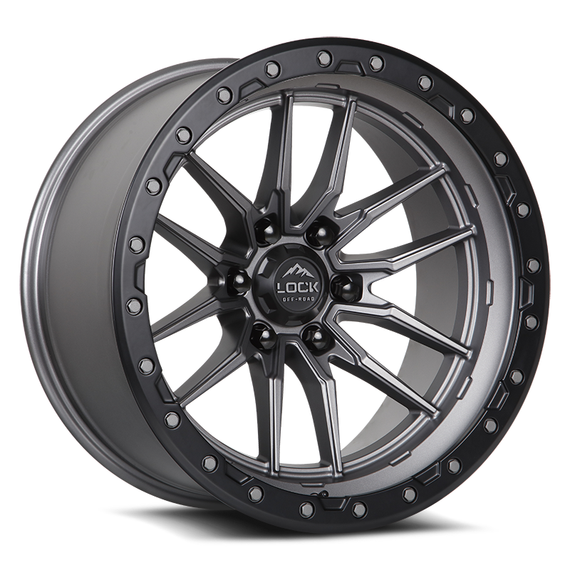 20x10 lock off-road krawler matte grey w matte black ring wheel 6x5.5 bolt pattern 18mm offset