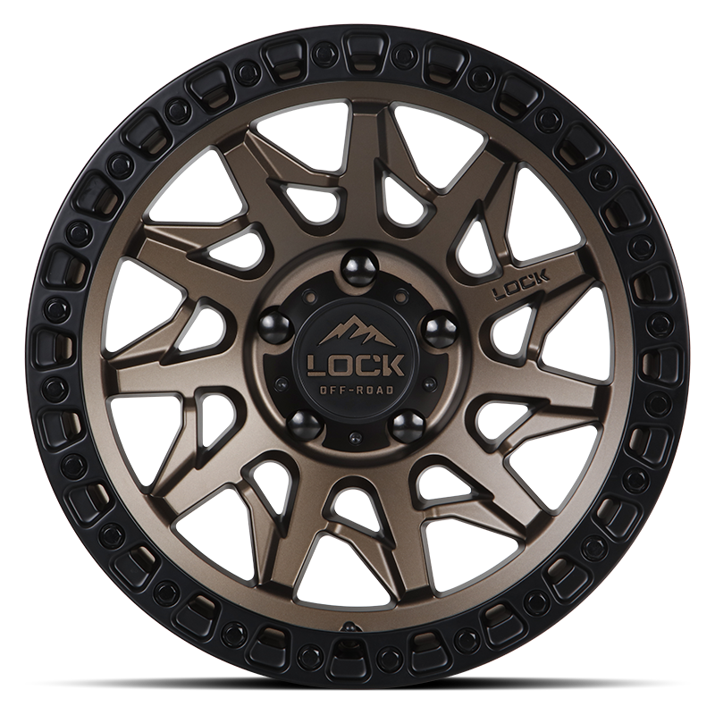 20x10 lock off-road lunatic matte bronze w matte black ring wheel 6x5.5 bolt pattern 18mm offset