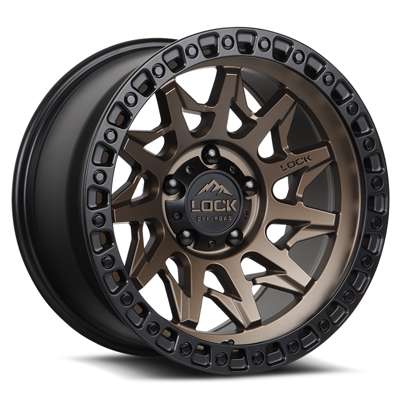 18x9 lock off-road lunatic matte bronze w matte black ring wheel 6x5.5 bolt pattern 1mm offset