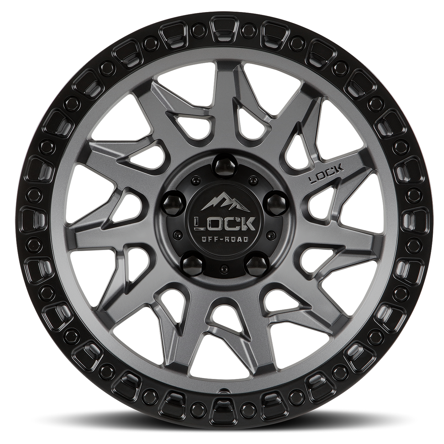 17x9 lock off-road lunatic matte grey w matte black ring wheel 6x5.5 bolt pattern 1mm offset