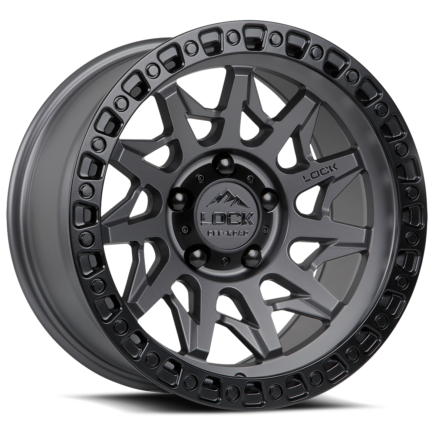 20x9 lock off-road lunatic matte grey w matte black ring wheel 6x5.5 bolt pattern 0mm offset