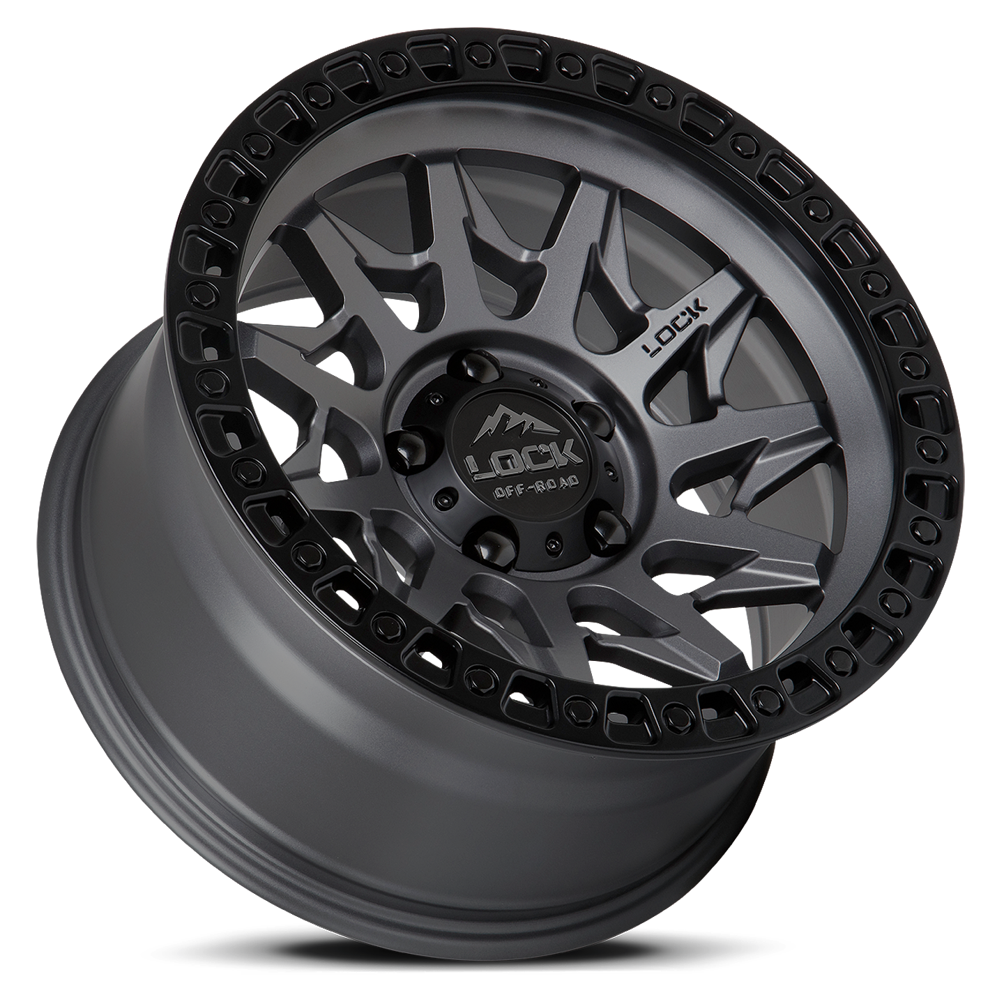 20x9 lock off-road lunatic matte grey w matte black ring wheel 6x5.5 bolt pattern 0mm offset