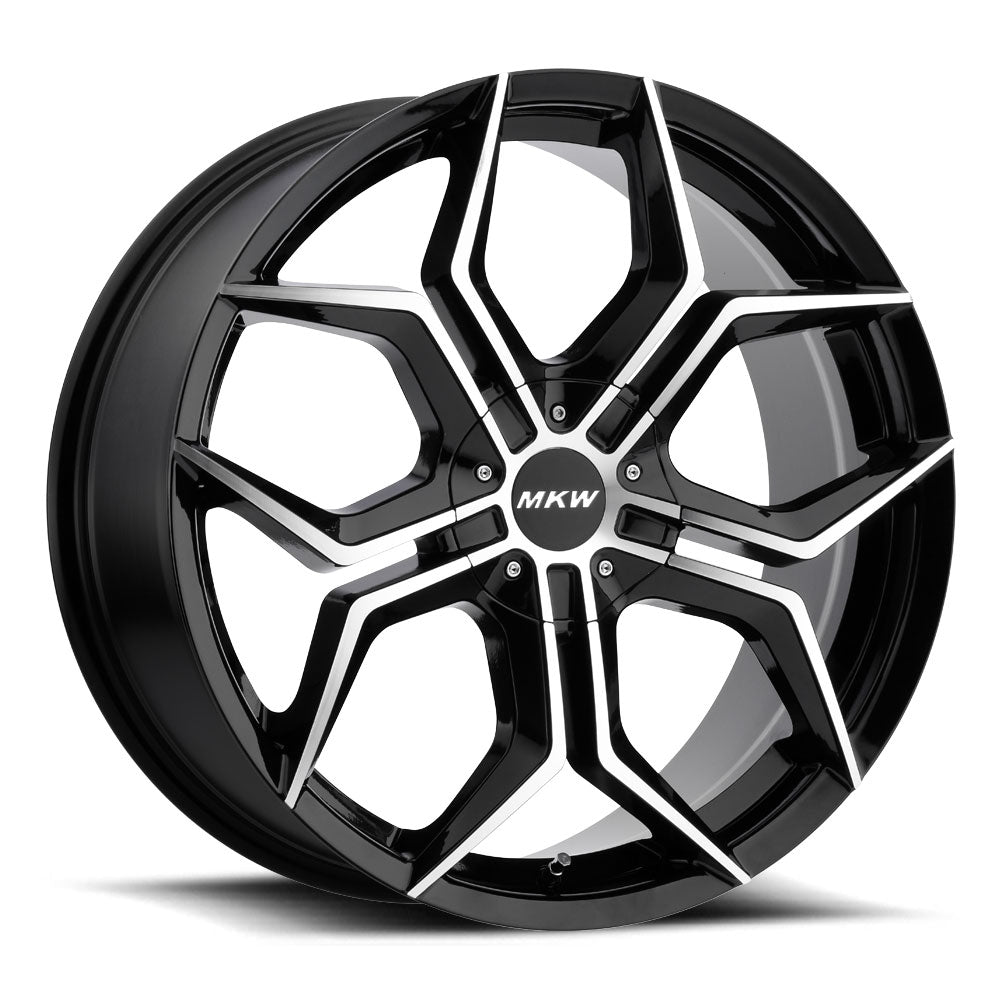 22x9 MKW Off-Road M121 Gloss Black Machined Wheel 6x5.5 Bolt Pattern 18mm Offset
