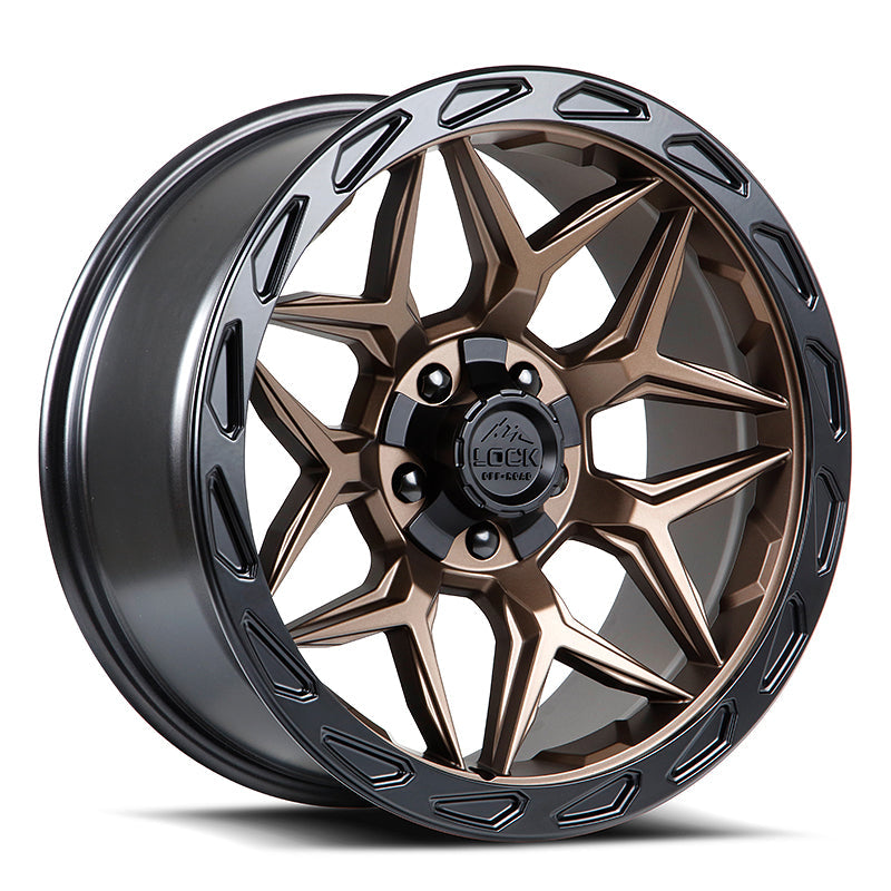 20x9 lock off-road matrix matte bronze w matte black ring wheel 6x5.5 bolt pattern 0mm offset
