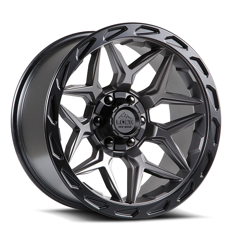 20x10 lock off-road matrix matte grey w matte black ring wheel 6x5.5 bolt pattern 18mm offset