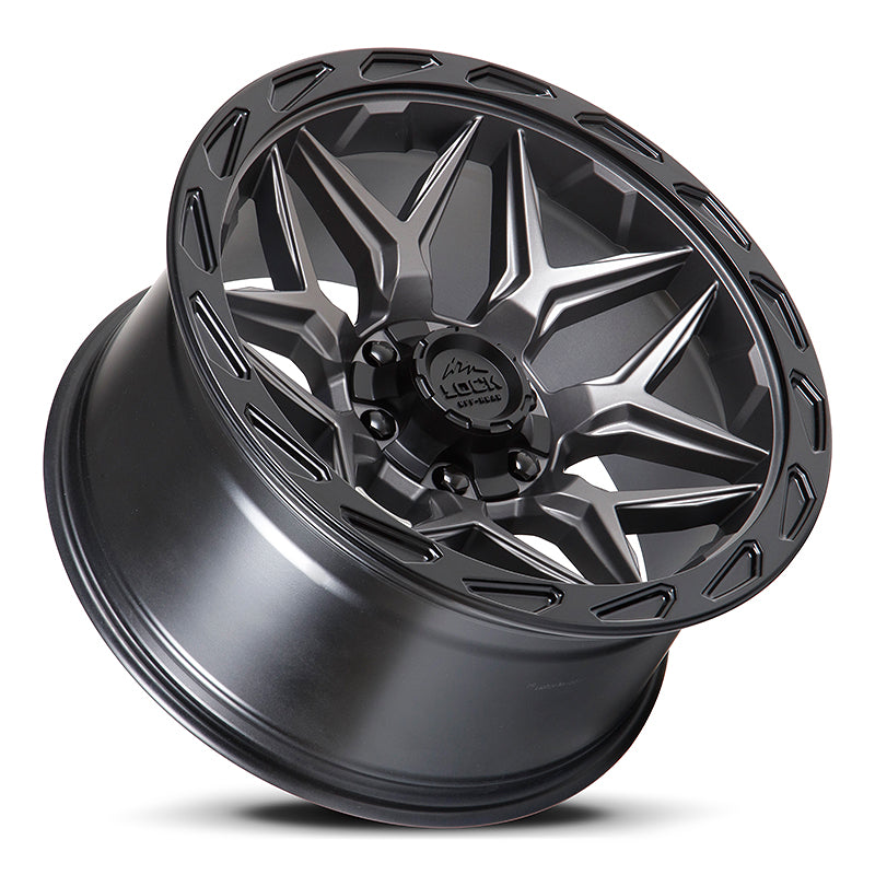 20x10 lock off-road matrix matte grey w matte black ring wheel 6x5.5 bolt pattern 18mm offset