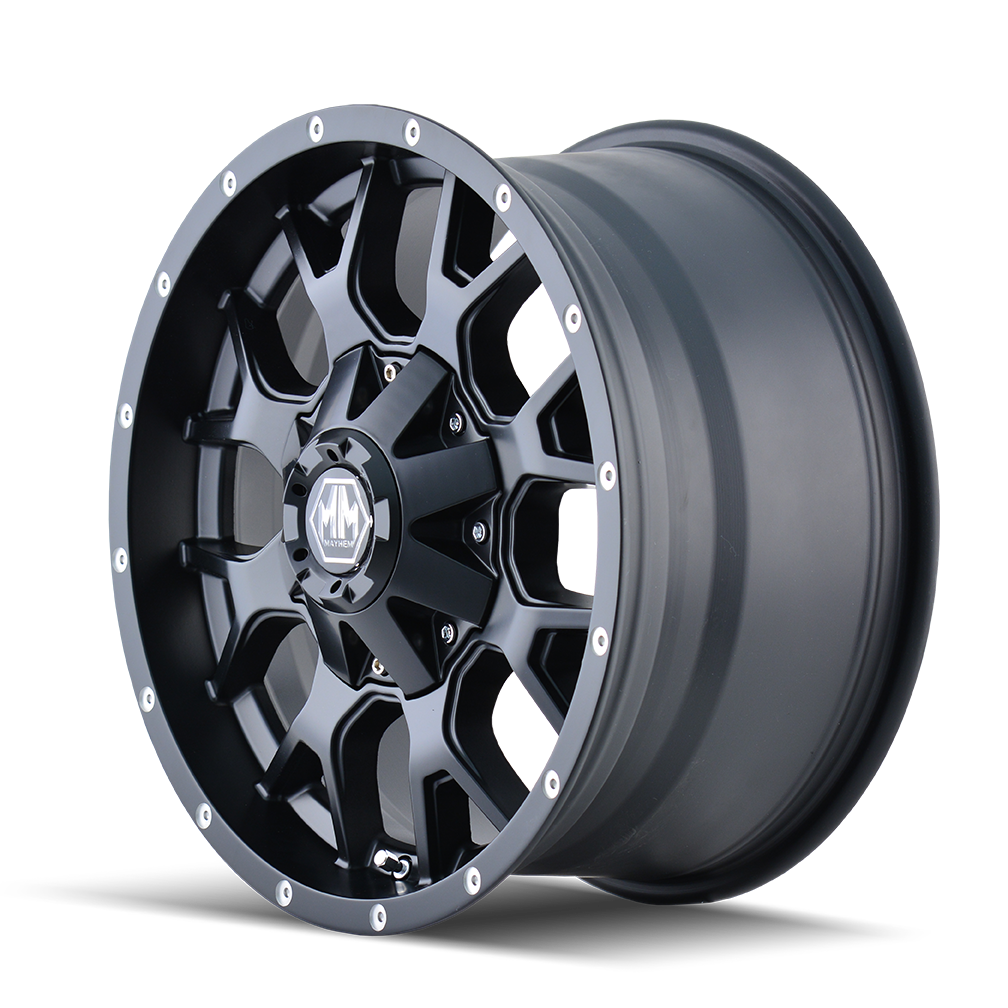 17x9 mayhem warrior matte black wheel 6x5.5 bolt pattern 12mm offset