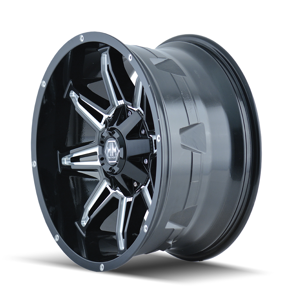 17x9 mayhem rampage gloss black milled wheel 6x5.5 bolt pattern 18mm offset