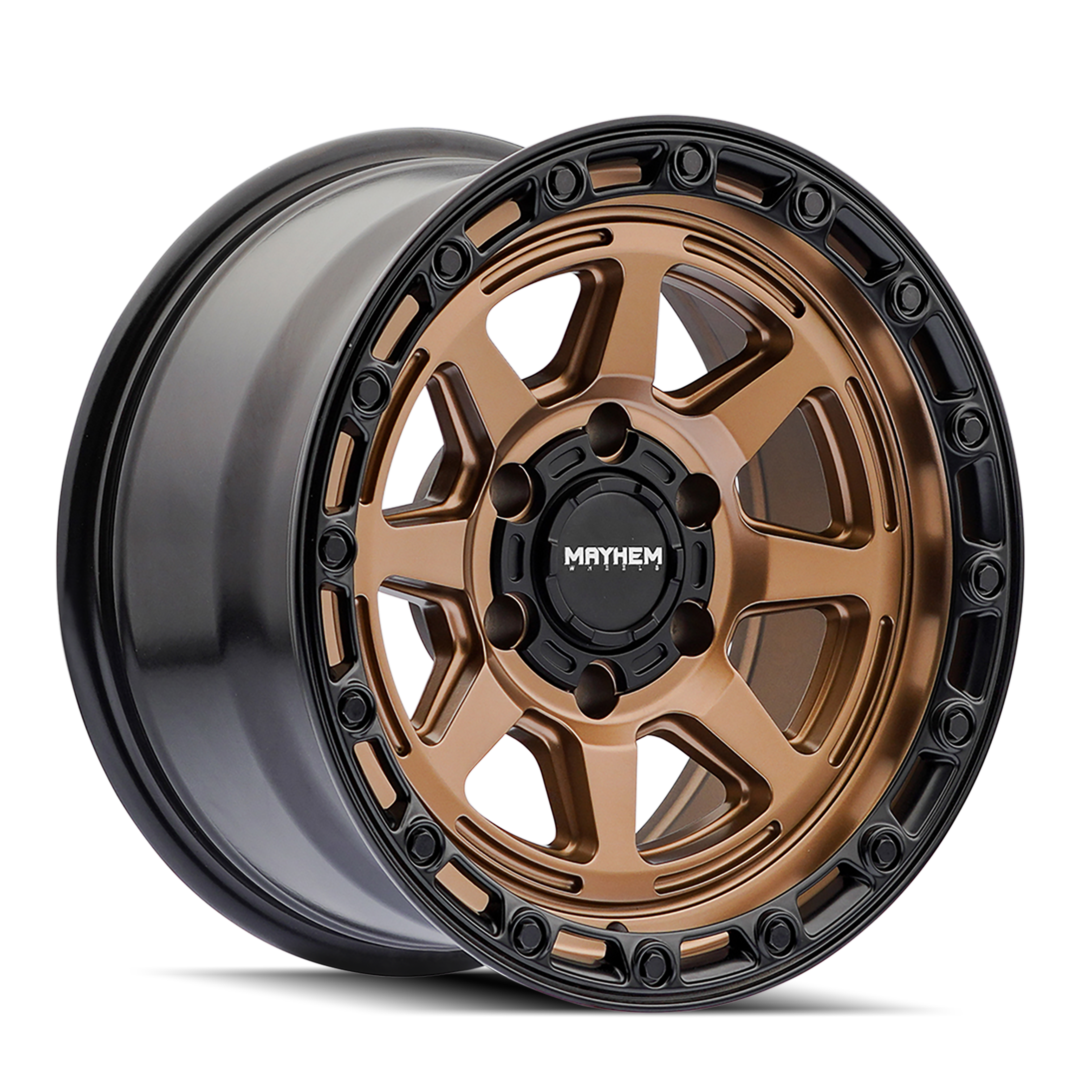 18x9 mayhem ridgeline satin bronze black lip wheel 6x5.5 bolt pattern 20mm offset