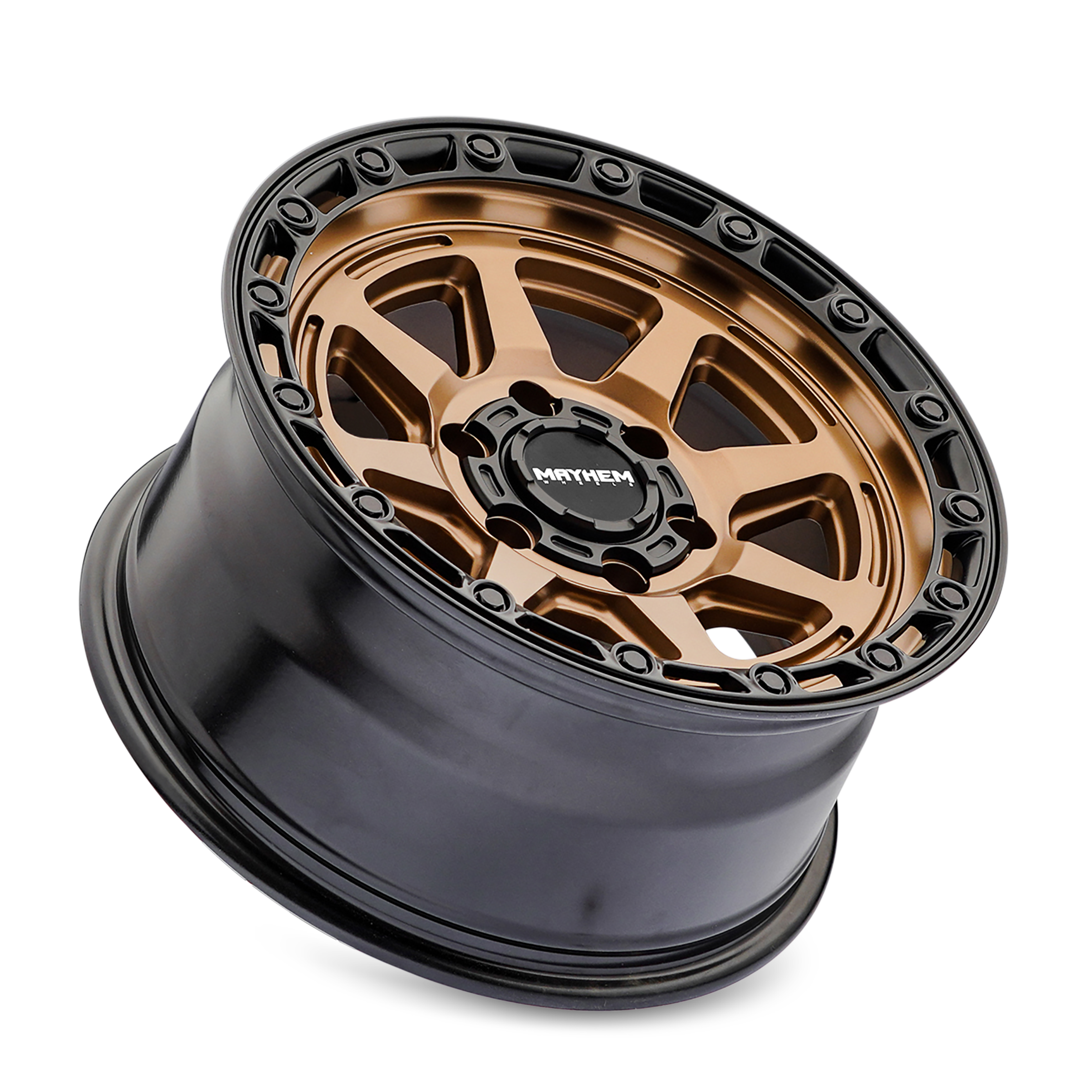 17x8 5 mayhem ridgeline satin bronze black lip wheel 6x5.5 bolt pattern 25mm offset