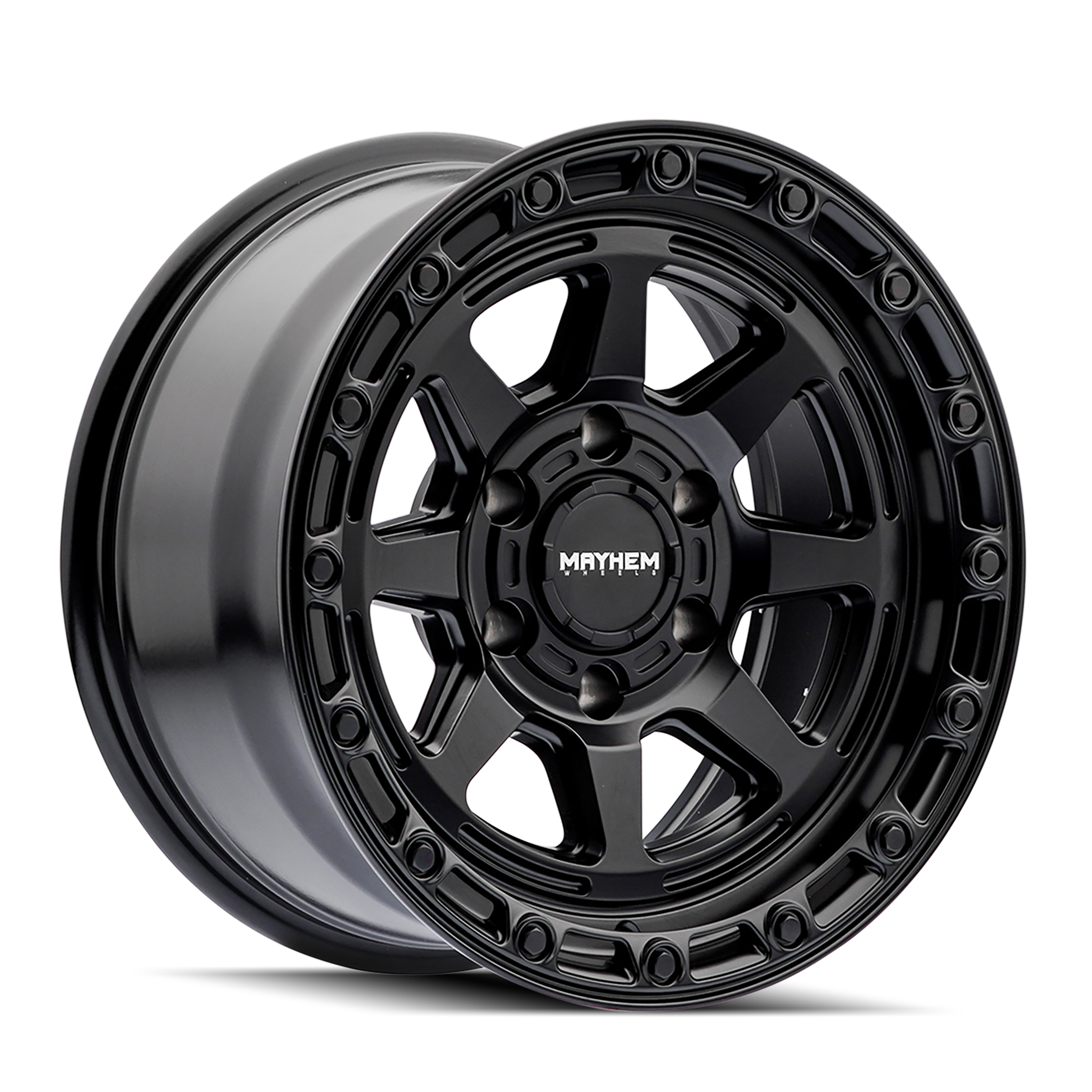 17x8 5 mayhem ridgeline satin black wheel 6x5.5 bolt pattern 6mm offset
