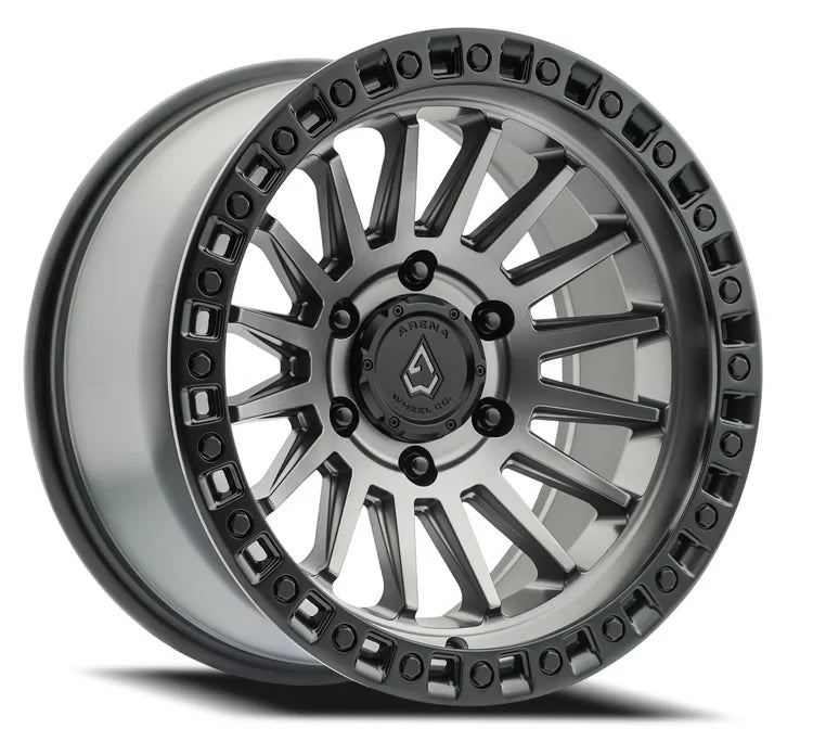 17x9 arena wheel a101 mesa satin gun metal center satin black lip wheel 6x5.5 bolt pattern 12mm offset