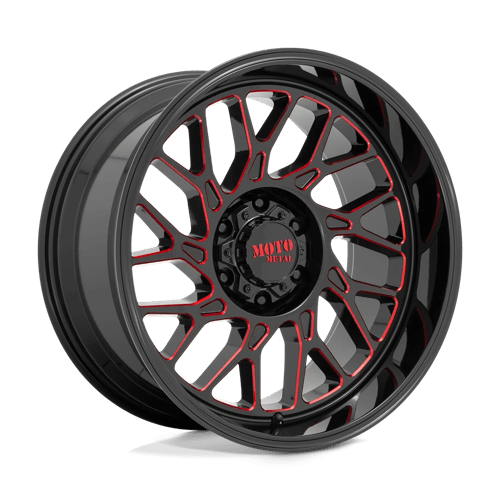 22x10 moto metal mo805 gloss black milled w red tint wheel 6x5.5 bolt pattern 18mm offset