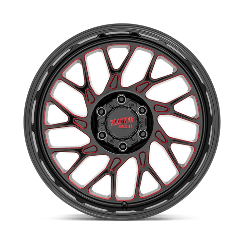 20x10 moto metal mo805 gloss black milled w red tint wheel 6x5.5 bolt pattern 18mm offset