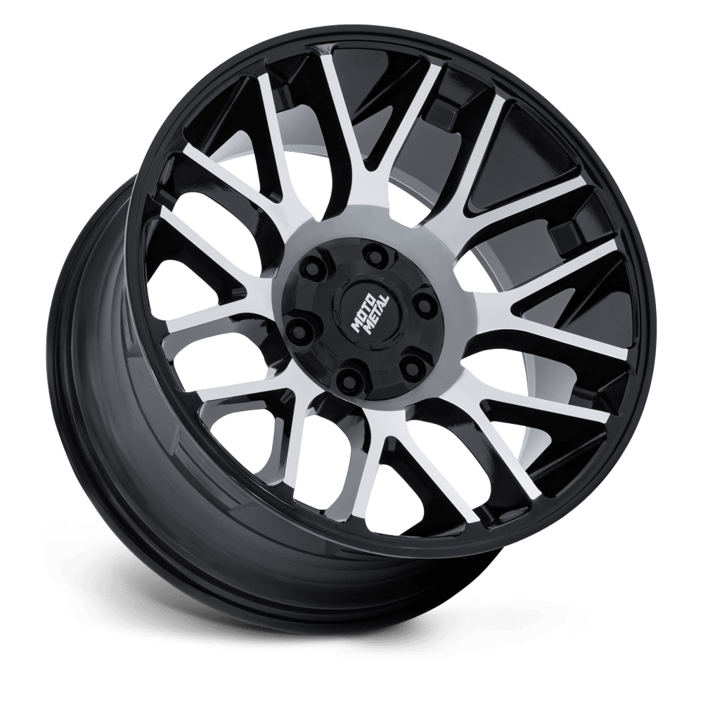 20x10 Moto Metal MO816 Overlook Gloss Black W/Machined Face Wheel 6x5.5 Bolt Pattern -18mm Offset
