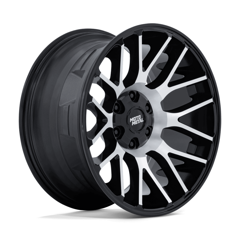 20x10 Moto Metal MO816 Overlook Gloss Black W/Machined Face Wheel 6x5.5 Bolt Pattern -18mm Offset