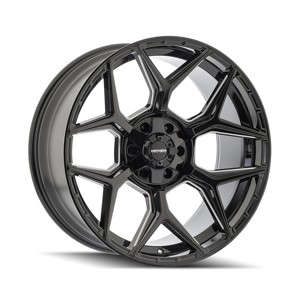 20x10 mayhem vanquish gloss black milled wheel 6x5.5 bolt pattern 19mm offset