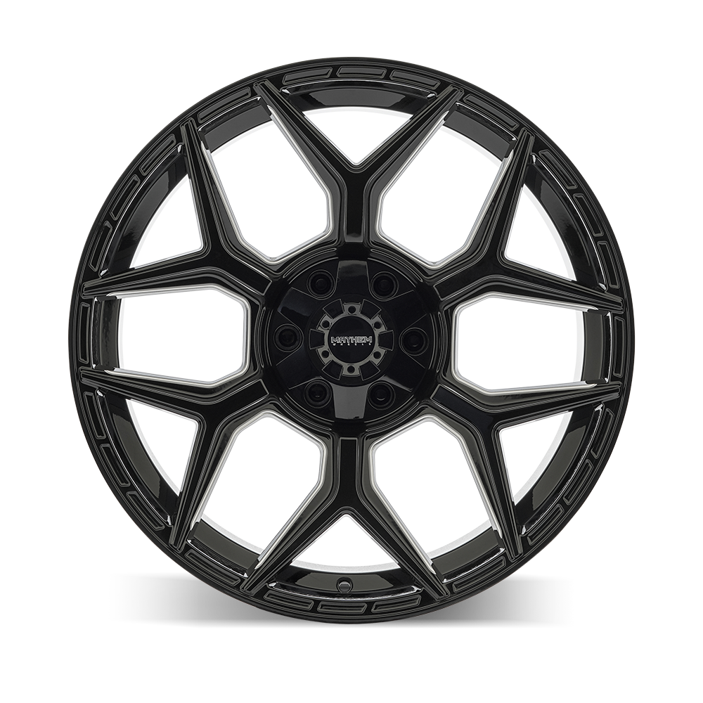 20x10 mayhem vanquish gloss black milled wheel 6x5.5 bolt pattern 19mm offset
