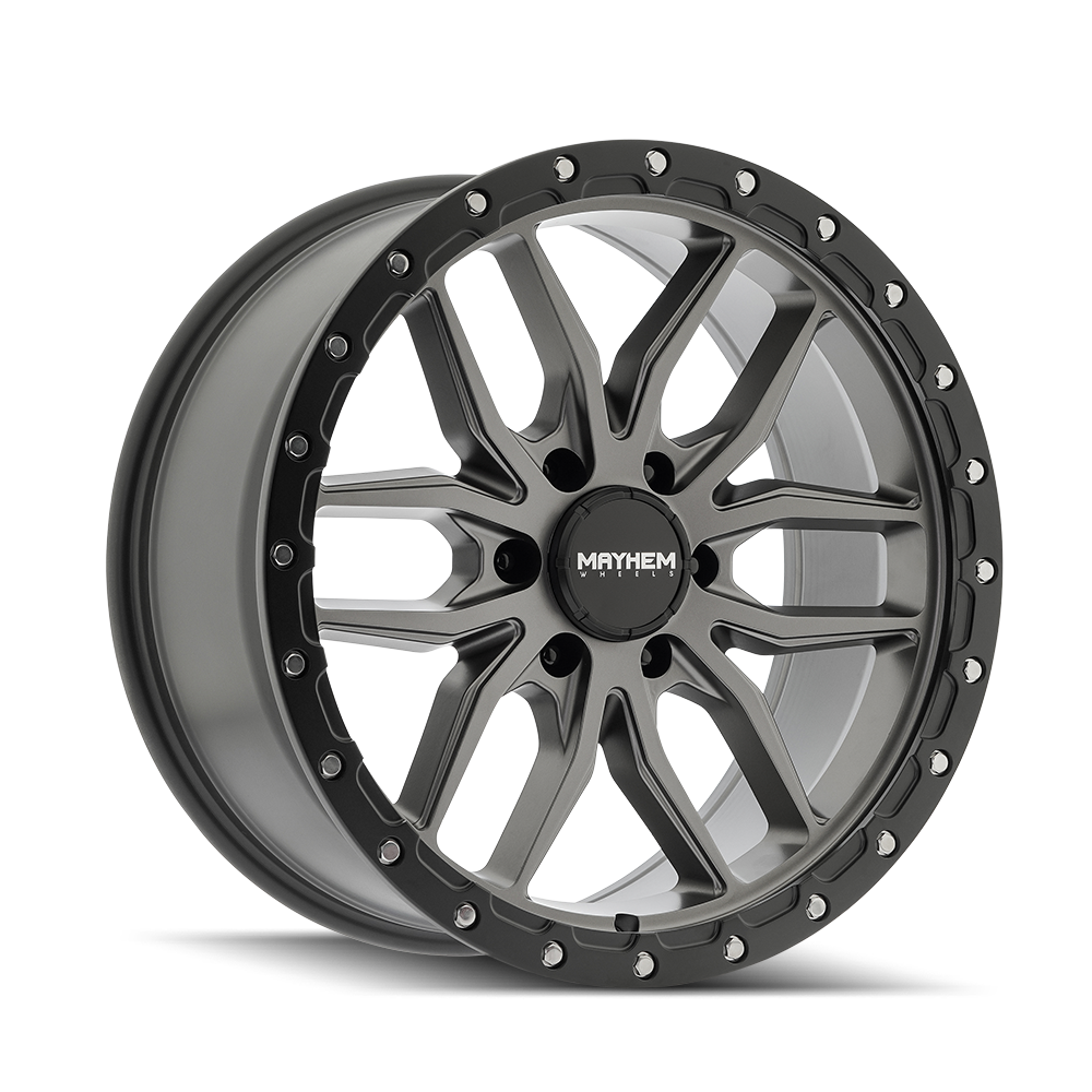 17x9 mayhem vector matte gunmetal black lip wheel 6x5.5 bolt pattern 18mm offset