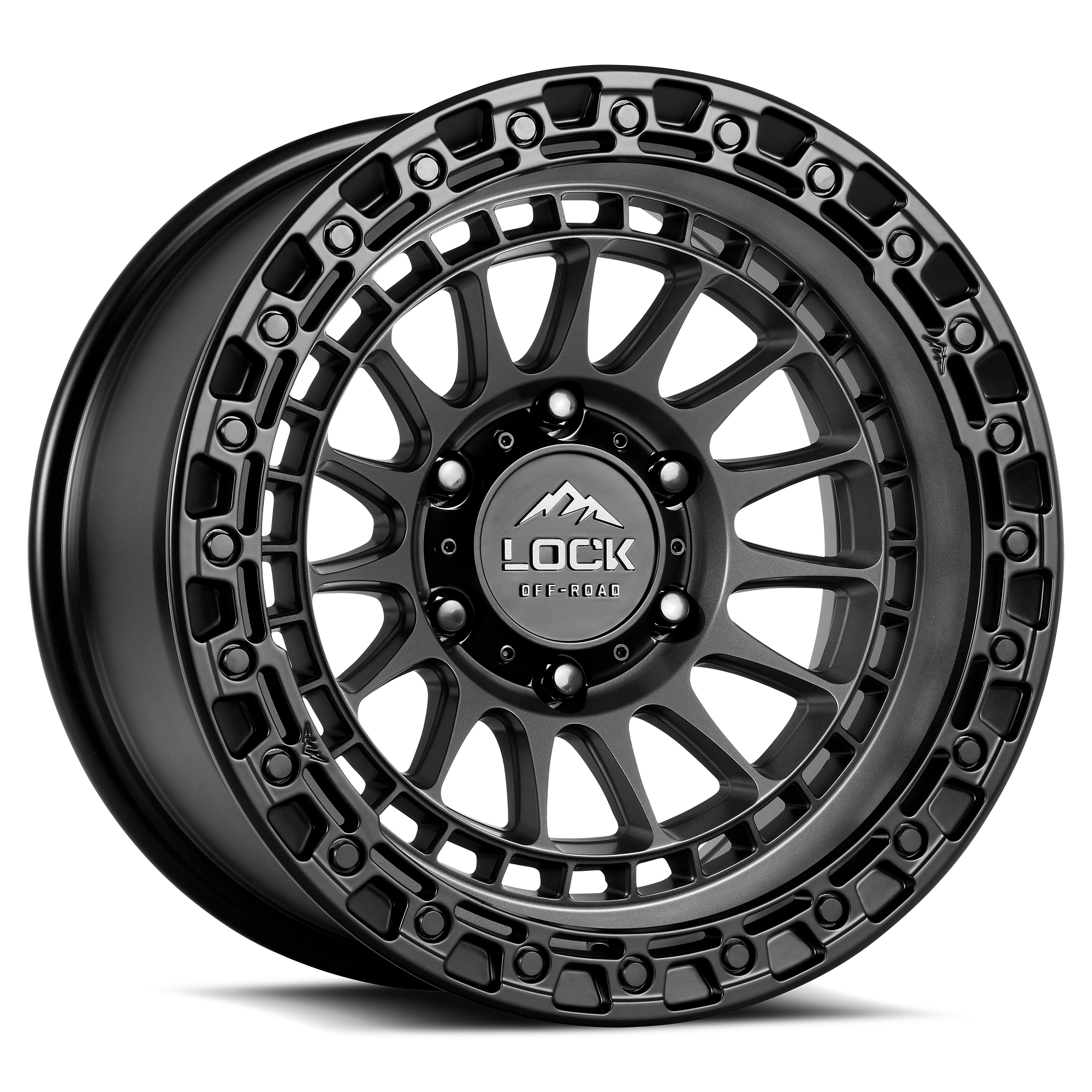 20x9 lock off-road mojave matte grey w matte black ring wheel 6x5.5 bolt pattern 0mm offset