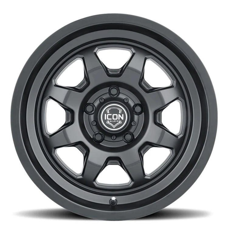 17x8.5 Icon Alloys Nuevo Satin Black Wheel 6x5.5 Bolt Pattern 0mm Offset