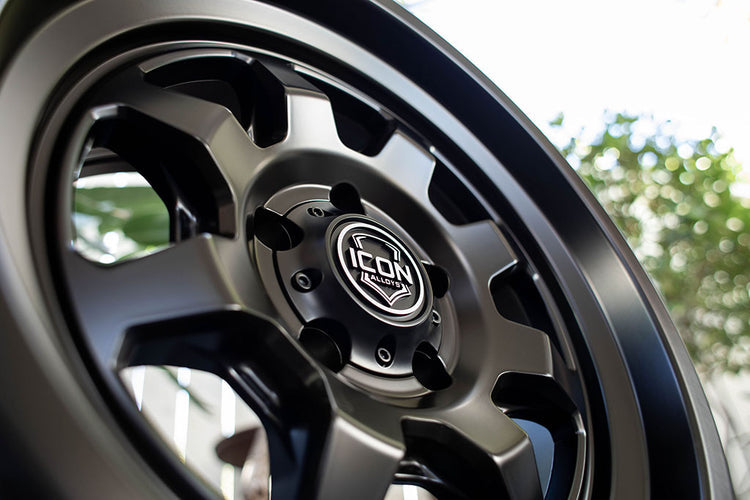 17x8.5 Icon Alloys Nuevo Satin Black Wheel 6x5.5 Bolt Pattern 0mm Offset