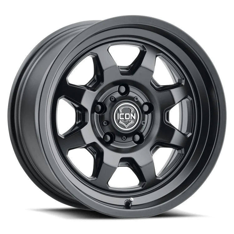 17x8.5 Icon Alloys Nuevo Satin Black Wheel 6x5.5 Bolt Pattern 0mm Offset