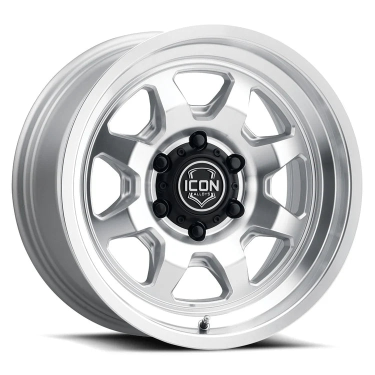 17x8.5 Icon Alloys Nuevo Silver Machined Wheel 6x5.5 Bolt Pattern 0mm Offset