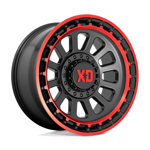 17x9 xd wheels xd856 omega satin black mach lip red tint wheel 6x5.5 bolt pattern 18mm offset