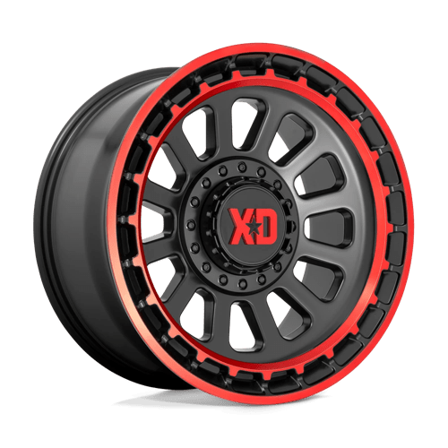20x10 xd wheels xd856 omega satin black mach lip red tint wheel 6x5.5 bolt pattern 18mm offset