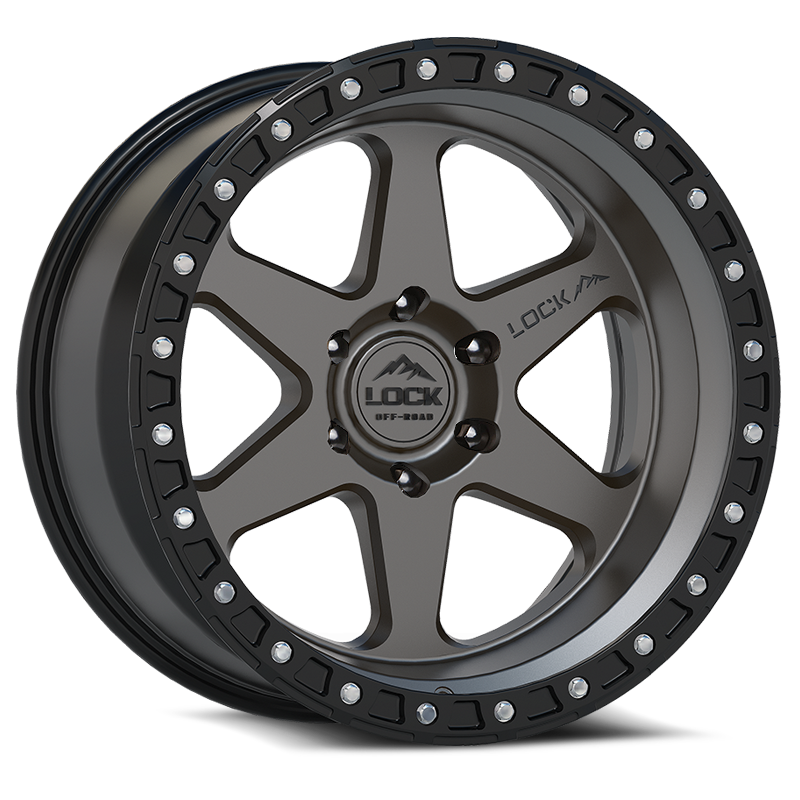 20x9 lock off-road olympus matte grey w matte black ring wheel 6x5.5 bolt pattern 0mm offset