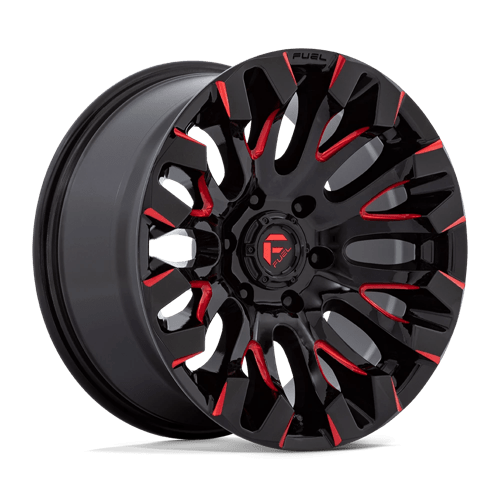 18x9 fuel off-road d829 quake gloss black milled red tint wheel 6x5.5 bolt pattern 1mm offset