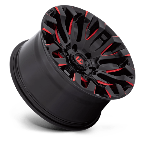 18x9 fuel off-road d829 quake gloss black milled red tint wheel 6x5.5 bolt pattern 1mm offset