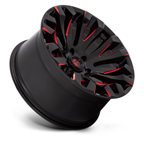 20x10 fuel off-road d829 quake gloss black milled red tint wheel 6x5.5 bolt pattern 18mm offset