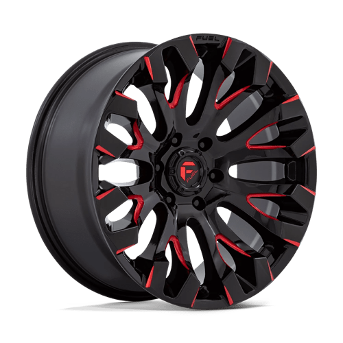 20x9 fuel off-road d829 quake gloss black milled red tint wheel 6x5.5 bolt pattern 1mm offset