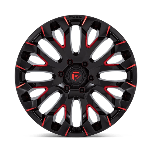 20x9 fuel off-road d829 quake gloss black milled red tint wheel 6x5.5 bolt pattern 1mm offset